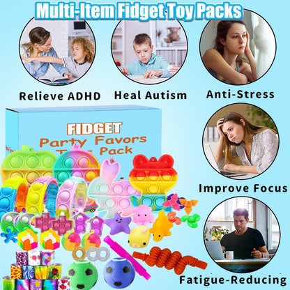 120 Pcs Fidget Toys Party Favors for Kids, Stress Relief Sensory Toys for Anxiety Autism ADHD, Treasure Box Toys for Classroom Prizes, Goodie Bag Stuffers Pinata Fillers