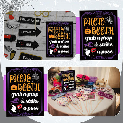 Briwooody Photo Booth Sign with Stand Retro Background Table for Indoor and Outdoor Party Theme Event Photography Props Desktop Decoration Supplies