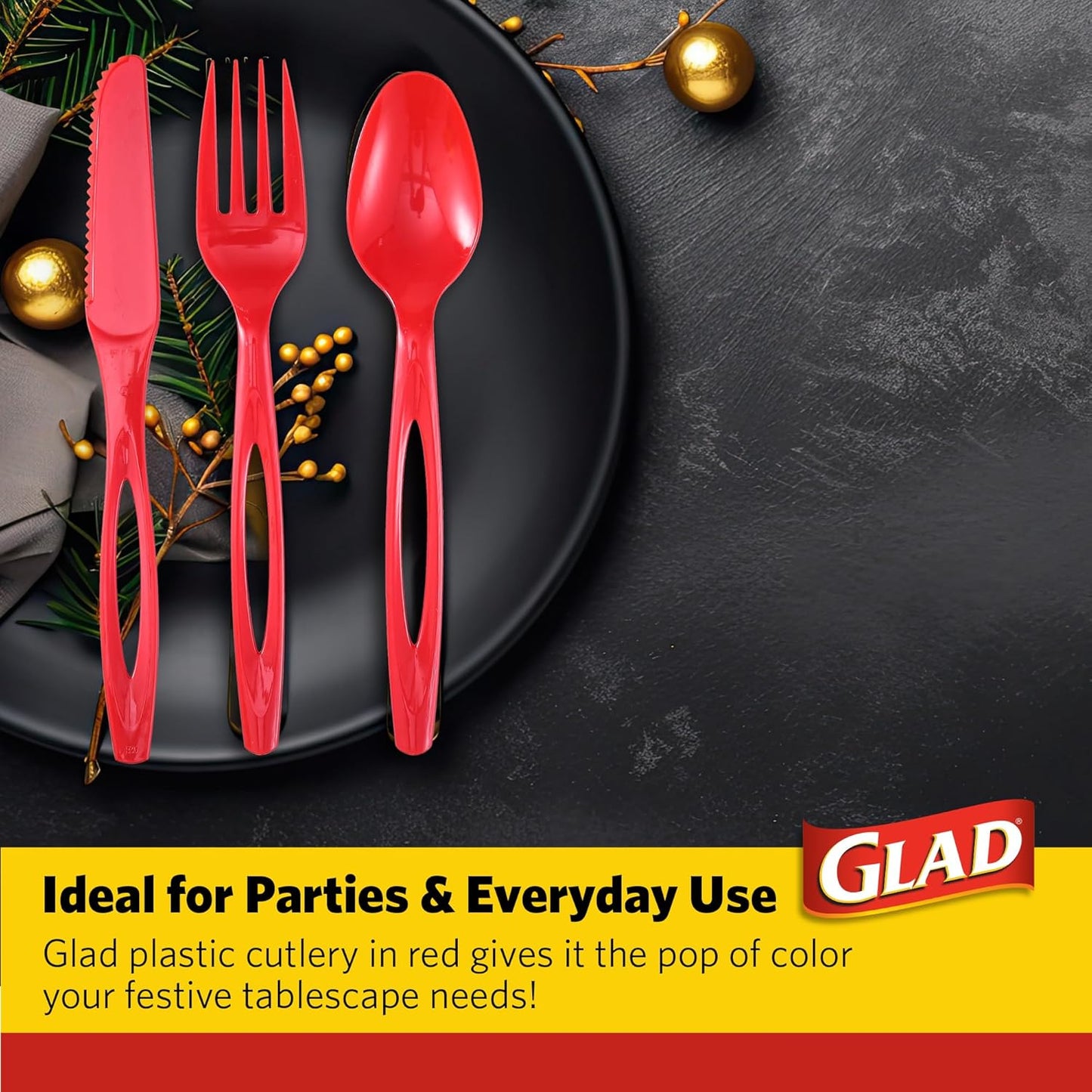 Glad Clear Disposable Cutlery Set with Heavy Duty Plastic Forks, Knives, and Spoons, Reusable Dishwasher Safe Plastic Utensils for Parties and Everyday Use, 240 Count
