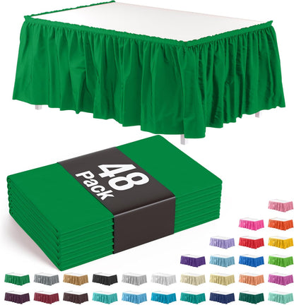 Exquisite Ruffle Table Skirt Pink 6 Pack 14 Ft Long Table Skirts for Rectangle Tables 6ft Plus or Round Tables Skirts with Adhesive Strip for Gender Reveal Decor & Happy Birthday Parties