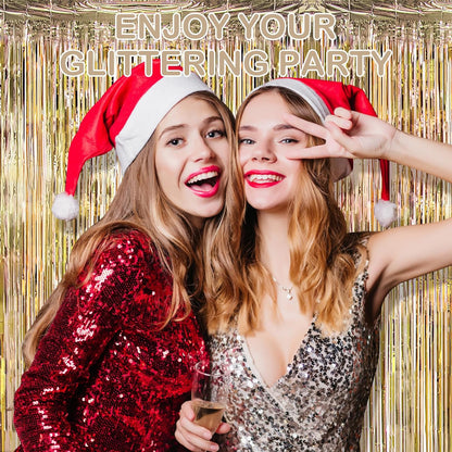 Silver Fringe Curtain Party Streamers, 12 Pack 3.3ft x 8.2ft Foil Curtain Backdrop Tinsel Foil Fringe Curtains Photo Booth Backdrop Streamer for Birthday, Wedding, Baby Shower, Disco Party