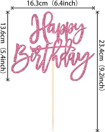 ZHUOWEISM 1 PCS Gold Happy Birthday & Anniversary Cake Topper