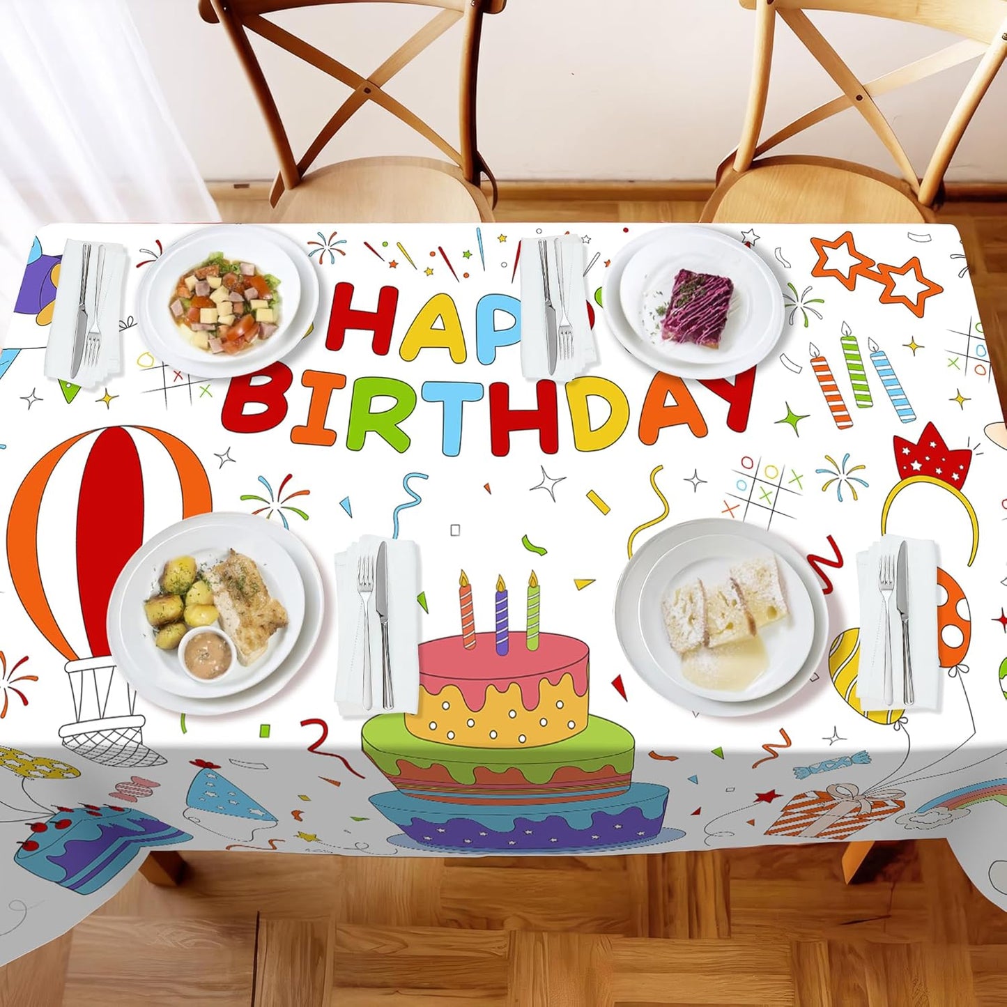 Childom 1 Pack Fourth of July Coloring Tablecloth for Kids,4th of July Crafts for Kids 30"x72" Giant Coloring Poster Table Cloth,Large Paper Poster Crafts Party Activities,4th of July Paper Tablecloth