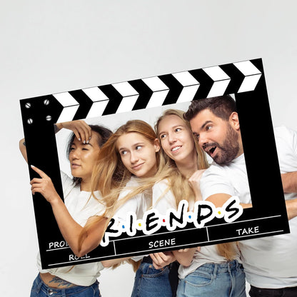 Friends Themed Photo Booth Props, 27.5 x 19.6 in Photo Booth Frame Friends Merchandise Party Decorations Supplies for Birthday, Graduation, Festivals, Anniversary, Wedding (Film Clapper Board Style)