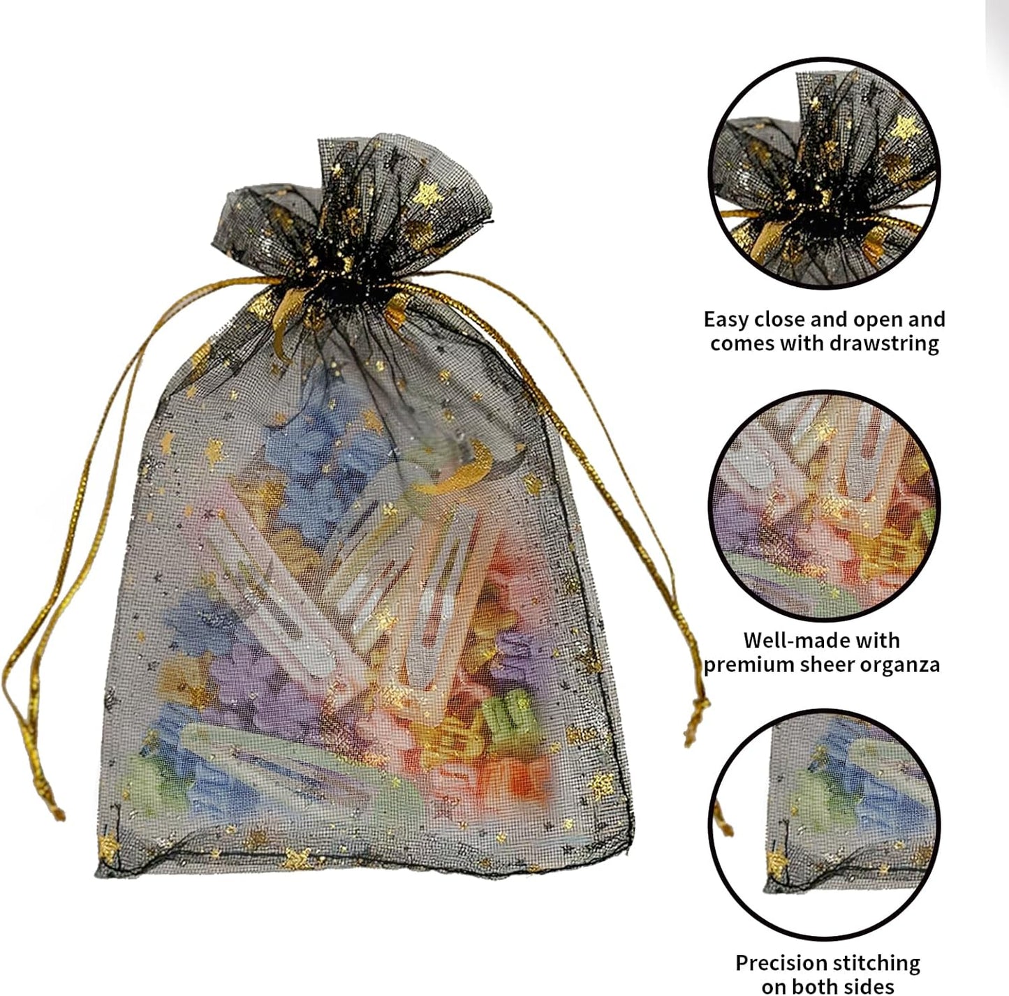 100PCS White Organza Bags, 4x6 Inch Small Mesh Bags Drawstring, Jewelry Gift Bags for Easter, Party, Festival, Bathroom Soaps, Makeup