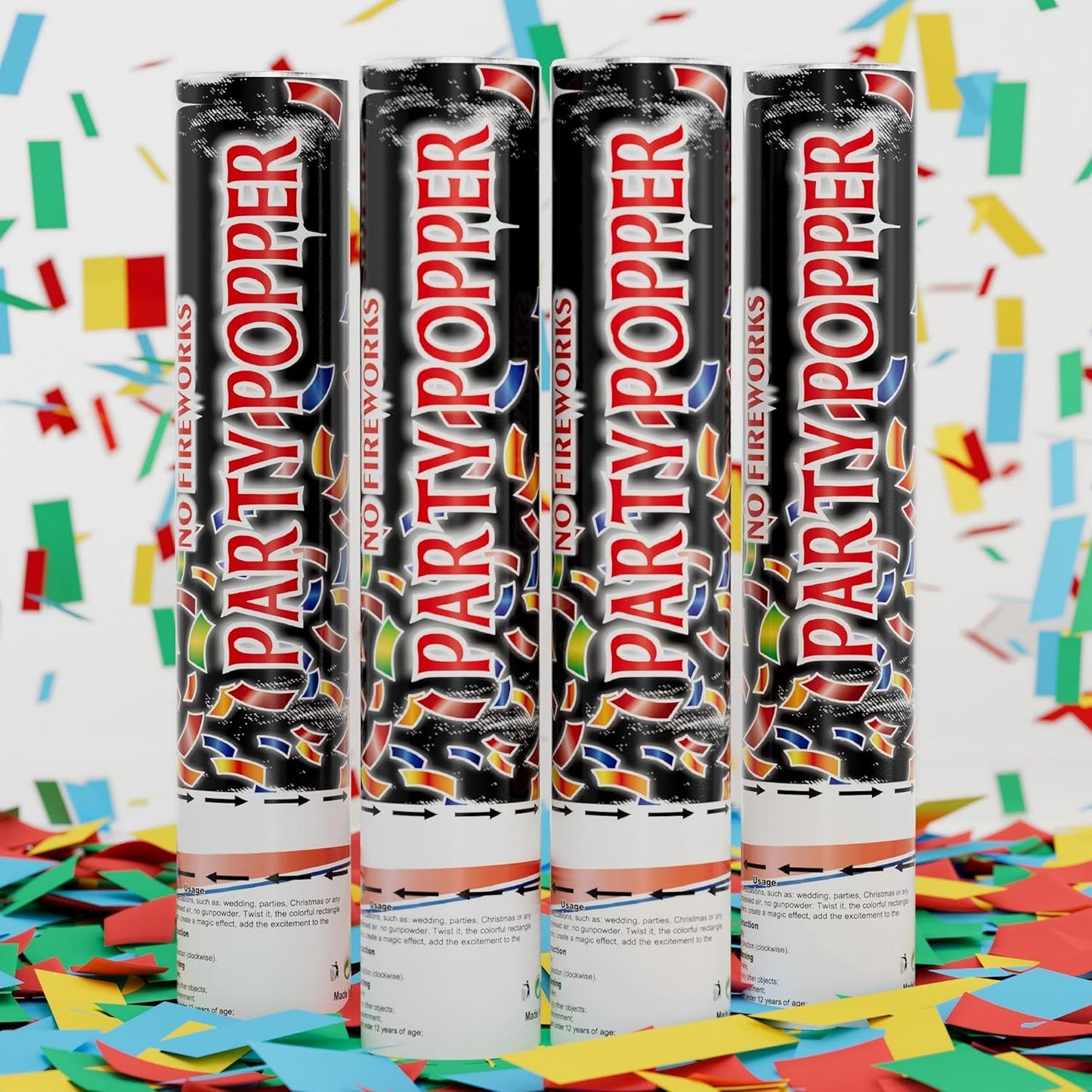 4 Pack Gold Confetti Cannon Poppers, Confetti Shooter, Party Popper for Celebration, Birthday, Graduation, New Year's Eve Party （Gold）