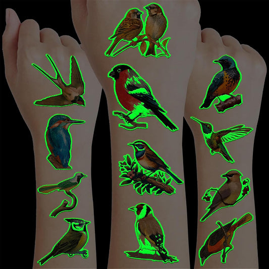 96 PCS Small Rainforest Bird Pre-Cut Temporary Tattoos Birthday Party Decorations Supplies Favors Hawaiian Summer Hummingbird Decor Stickers For Girls Boys Gift School Prizes Rewards (Normal)