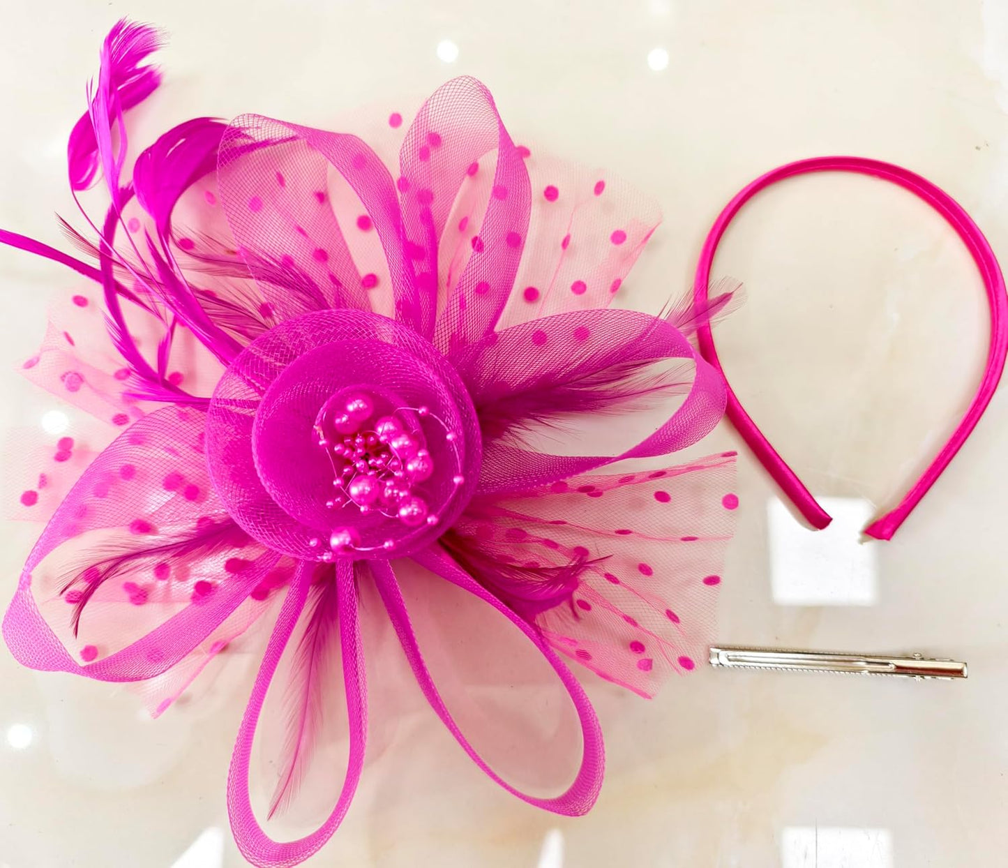 Fascinators Hat Women Tea Party Headband Flower Cocktail Mesh Feathers Hair Clip Kentucky Derby Hat Wedding