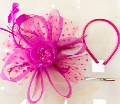 Fascinators Hat Women Tea Party Headband Flower Cocktail Mesh Feathers Hair Clip Kentucky Derby Hat Wedding