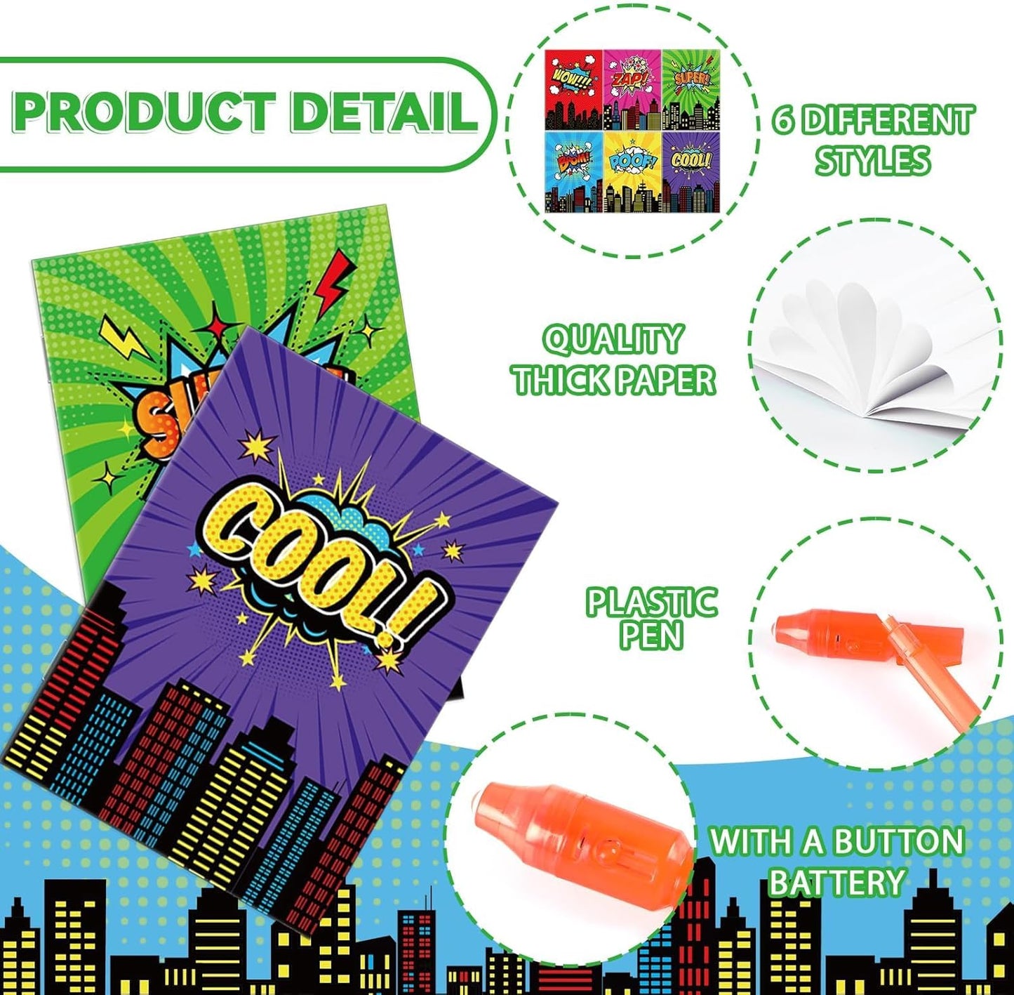 48Pcs Invisible Ink Pen with Anime Themed Notepads Animation Party Favors Spy Pens Magic Marker with Light Red White Video Game Mini Notebook for Birthday Gifts Goodie Bags Stuffers