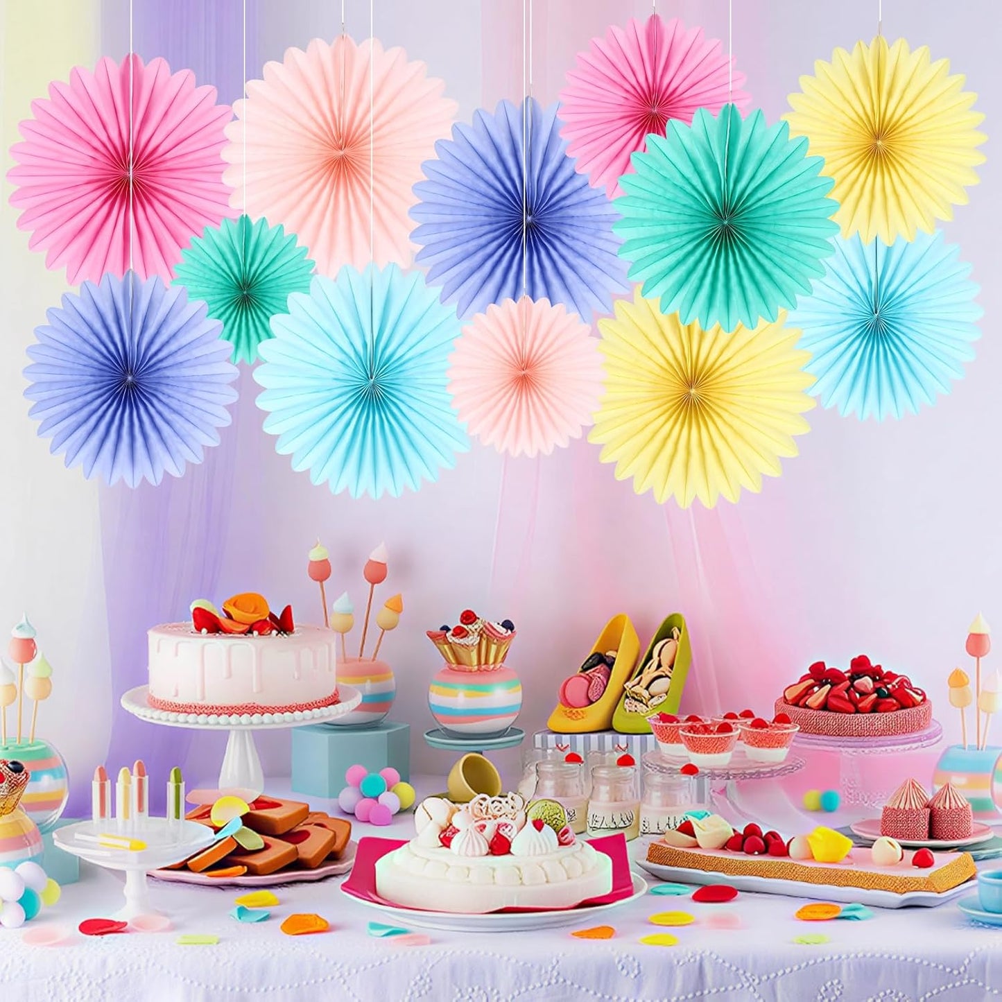 BestoFun 12PCS Paper Fans Hot Pink Party Decorations Tissue Paper Flowers Decorations Paper Fans Party Decorations for Girl Groovy Birthday Baby Shower Wedding Bachelorette Room Wall Hanging Décor