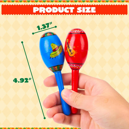 JOYIN Cinco De Mayo 6 PCS Mini Wooden Maracas for Kids, Mexican Fiesta Party Favors and Noisemakers, Cinco De Mayo Party Favors, Musical Fun, Birthday Parties, Luau Party, Taco Tuesday Event