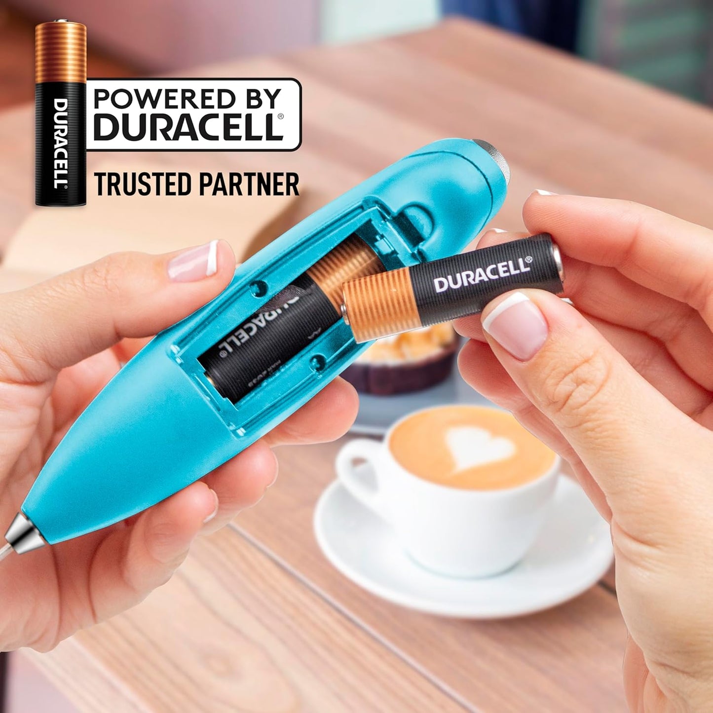 Zulay Kitchen Powerful Milk Frother Wand With Duracell Batteries - Ultra Fast Handheld Drink Mixer - Electric Whisk Foam Maker for Coffee, Lattes, Cappuccino & Matcha - Z1 Motor - Black - Colors D