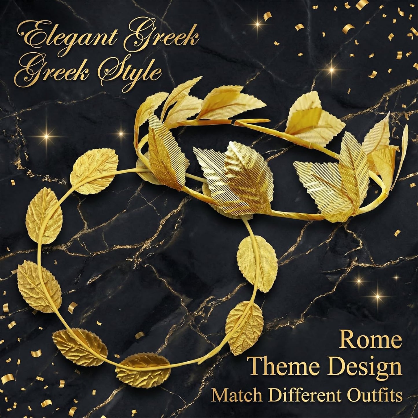 Hoypeyfiy 12 Pcs Gold Laurel Crown Wreath Headbands, Greek Goddess Roman Leaf Headpiece for Toga Party, Halloween Cosplay, Wedding, Prom, Festival Costume Accessories