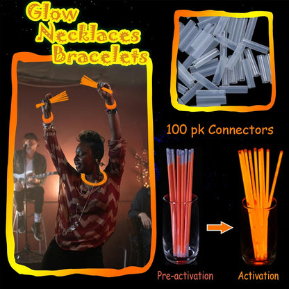 100 pk 8" Glow Sticks Bulk Party Favors, Light up Glow Necklaces & Bracelets in the Dark Party Supplies For Christmas Halloween 4th of July Birthday Neon Party (100 * Blue)