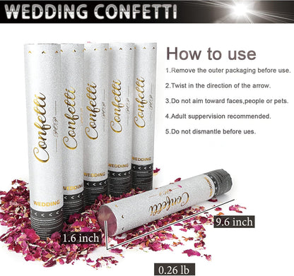 Rose Petals Party Confetti Cannon, Natural Petal Air Compression Confetti Popper, Confetti Shooters Party Supplies for Wedding, Birthday, Christmas, Graduation Ceremonies And Any Other Party Or Celebration (Gold_01)