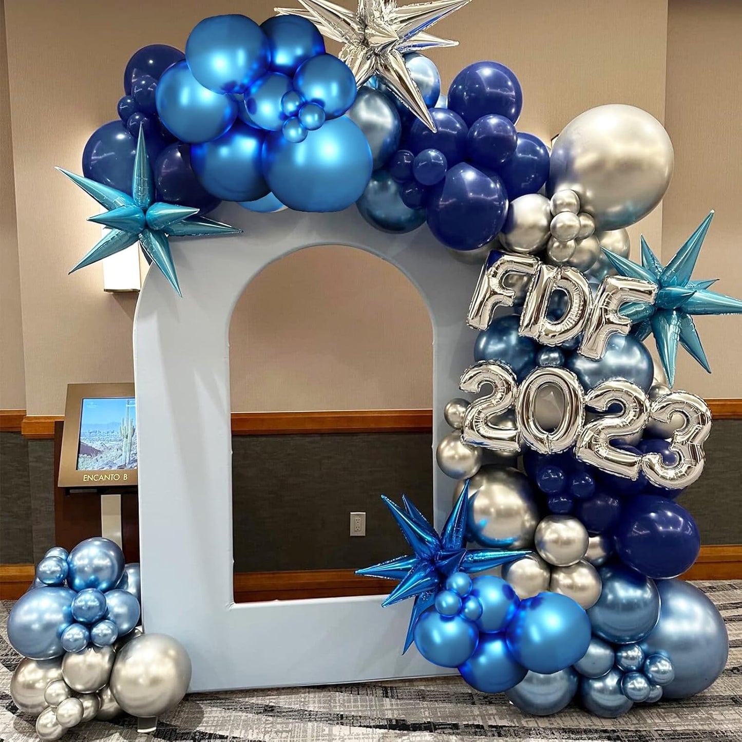 RUBFAC 87pcs Metallic Blue Silver Balloon Garland Arch Kit, 18 12 10 5 Inch Blue Silver Confetti Latex Party Balloons for Birthday Graduation Baby Shower Decoration
