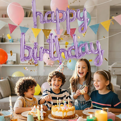 Happy Birthday Balloons Banner Foil Letters Balloons Connected, Personalized Birthday Signs for Women Men Boys Girls Birthday Party Decorations, Small Gold
