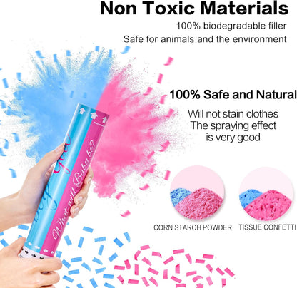 Biodegradable Pink Gender Reveal Confetti Poppers 4Pack