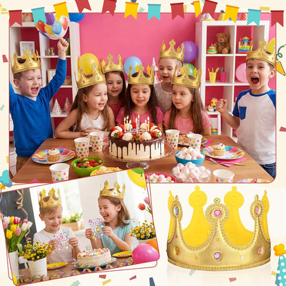 Yaomiao 66 Pieces Foam Princess Tiaras DIY Crowns Kids Party Favors Craft Crystal Diamond Sticker Girls Making Your Own Tiara (Gold)