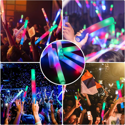 SHQDD 28PCS LED Foam Glow Sticks, Foam Light up Sticks Bulk Party Pack with 3 Modes Colorful Flashing, Glow in The Dark Party Supplies for Parties, Wedding, July 4th, Birthday, Raves,Concert,New Year