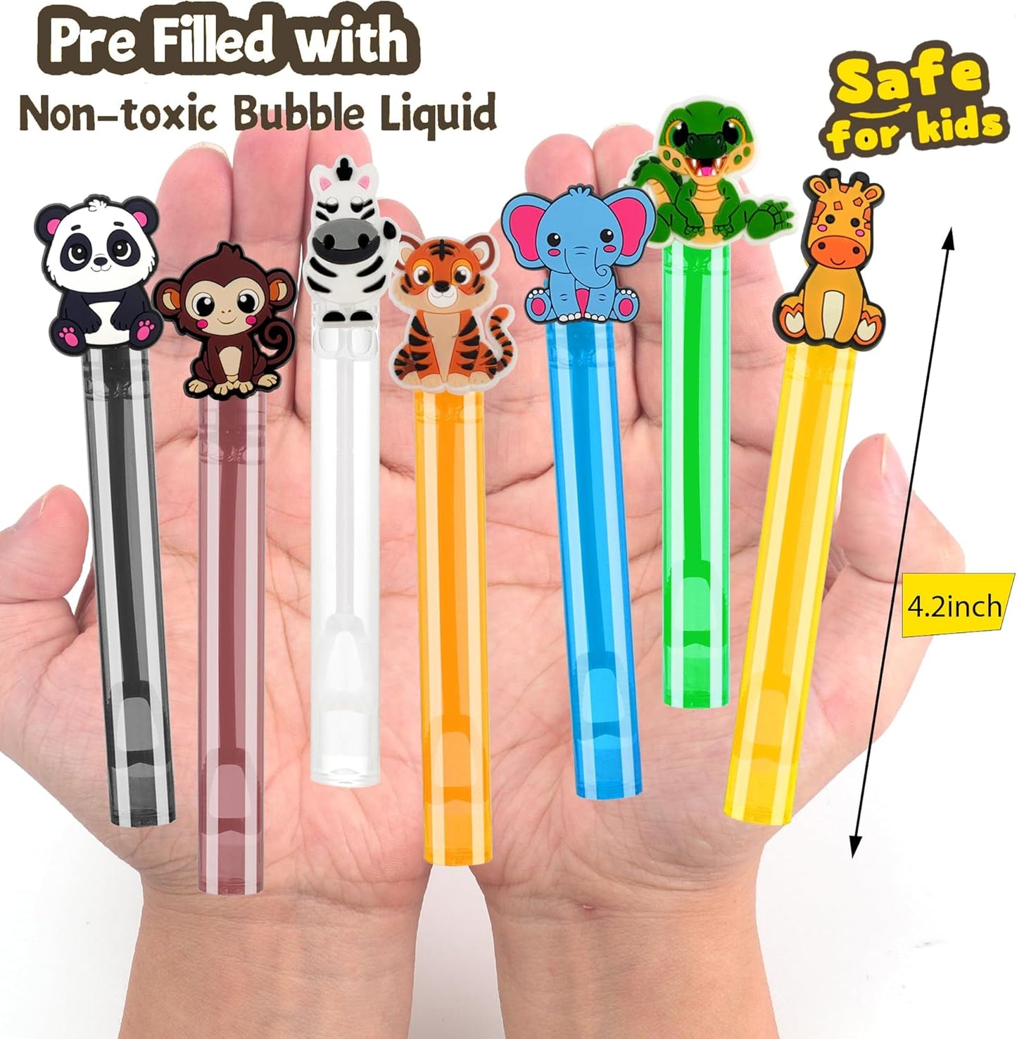 24PCS Animal Bubble Wands for Wild One Birthday Baby Shower Decorations Safari Jungle Theme Party Favors Supplies, Pinata Goodie Bags Filler, Classroom Prizes, Valentines Gifts, Easter Stuffers