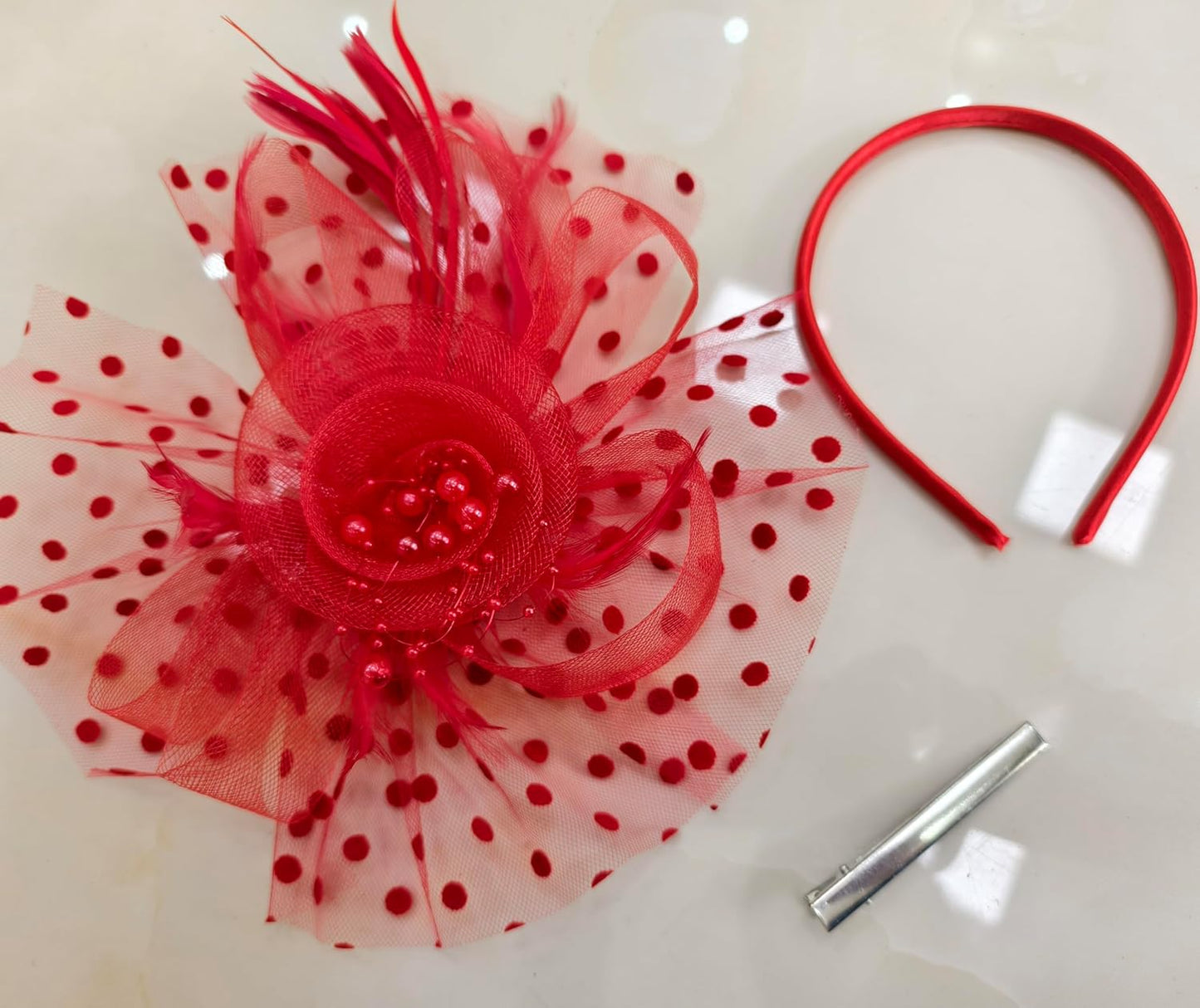 Fascinators Hat Women Tea Party Headband Flower Cocktail Mesh Feathers Hair Clip Kentucky Derby Hat Wedding