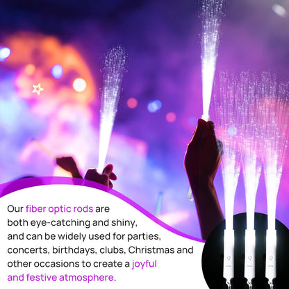 miikoul 16 Pcs Fiber Optic Wands White Glow Sticks LED Wedding Wand Light up Party Favor Sticks Flashing Wands with 3 Light Modes for neon Party Wedding Baby Shower Birthday Party Supplies
