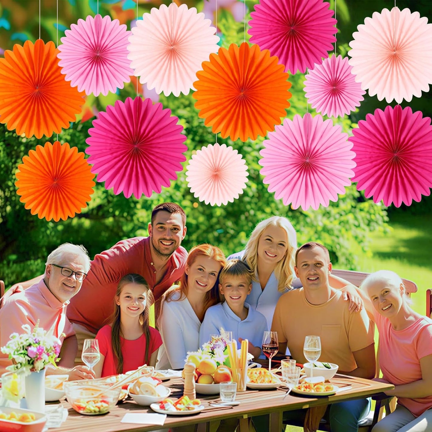BestoFun 12PCS Paper Fans Hot Pink Party Decorations Tissue Paper Flowers Decorations Paper Fans Party Decorations for Girl Groovy Birthday Baby Shower Wedding Bachelorette Room Wall Hanging Décor
