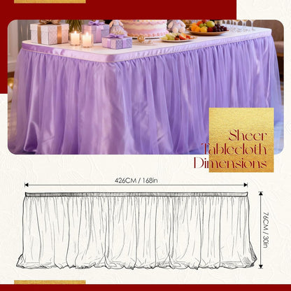 THARAHT Tulle Table Skirt 6FT 180CM Long for Rectangle Tables Round Tables Ruffle Desk Skirt for Princess Girls Birthday Party Cake Dessert Decorations Table Skirt
