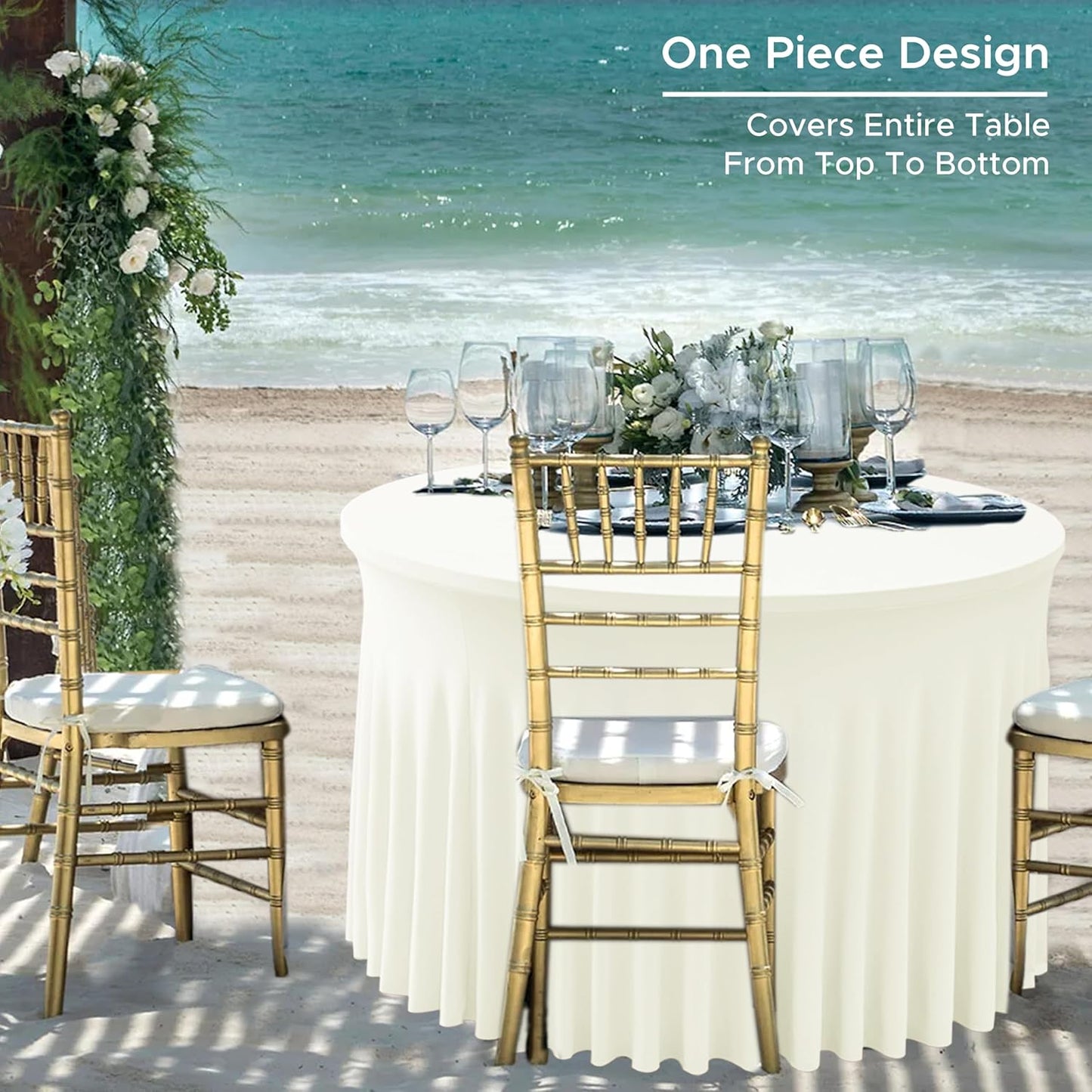 HolidayIdeas 2 Pack Spandex Table Skirt for 6 Ft Rectangle Tables, Black Fitted Stretch Tablecloth 30 x 72 Inch, Wrinkle Resistant Ruffle Design for Wedding Banquets, Trade Shows, Parties