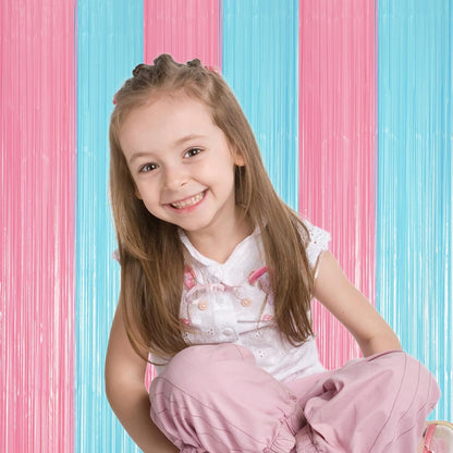 Voircoloria 3 Pack 3.3x8.2 Feet Gold Foil Fringe Backdrop Curtains, Tinsel Streamers, Fringe Backdrop for 2025 New Years Eve, Graduation, Birthday, Baby Shower, Gender Reveal, Disco Party - Colors A