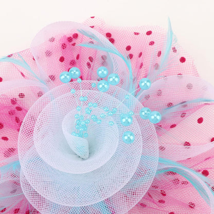DRESHOW Fascinators Hat Flower Mesh Ribbons Feathers on a Headband and a Clip Tea Party Headwear for Girls and Women - Colors A