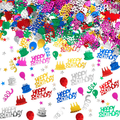 WILLBOND 3000 Pieces Happy Birthday Confetti Birthday Party Cake Confetti Metallic Foil Balloon Glitter Table Scatter Decorations for Carnival Baby Shower DIY Arts and Crafting