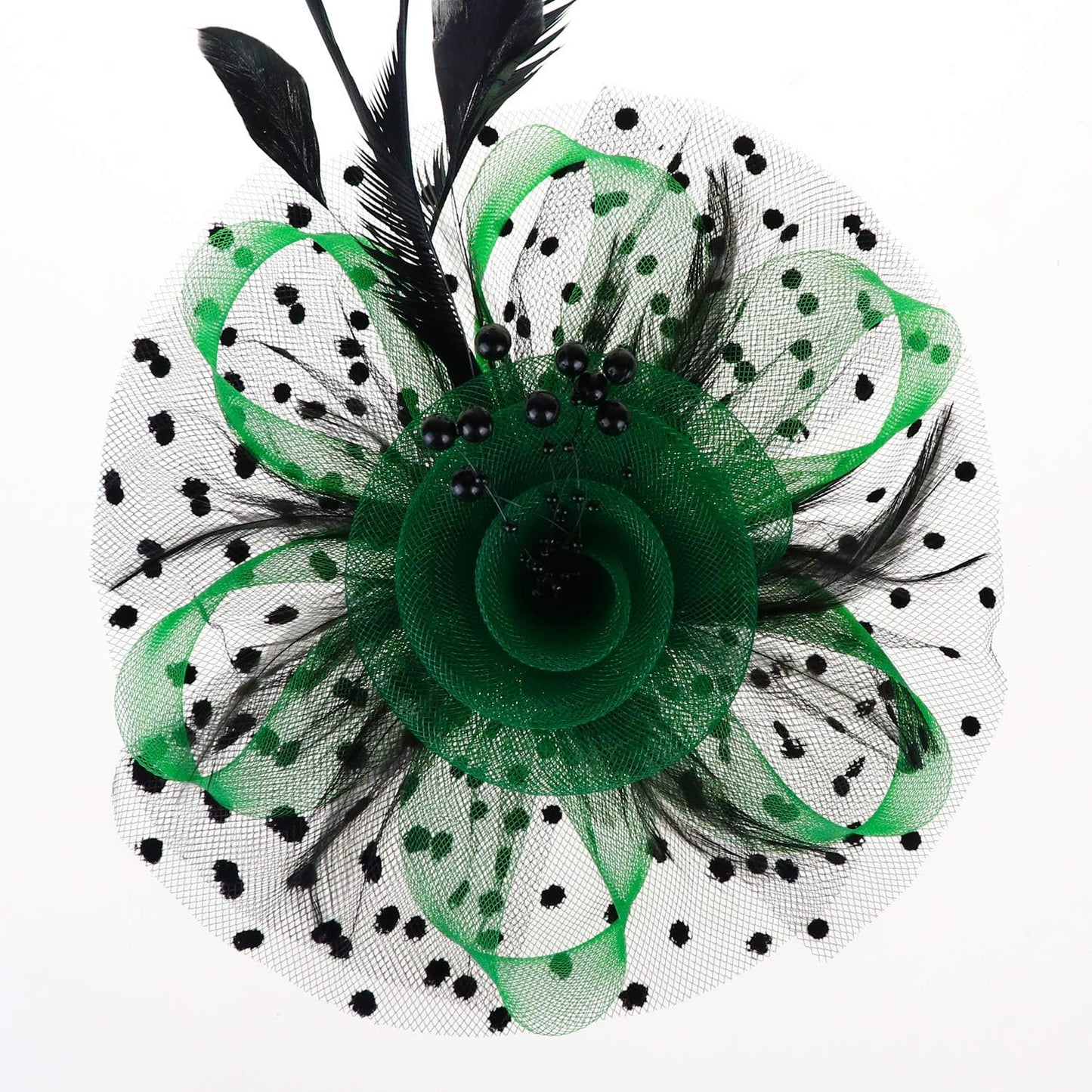 DRESHOW Fascinators Hat Flower Mesh Ribbons Feathers on a Headband and a Clip Tea Party Headwear for Girls and Women - Colors A