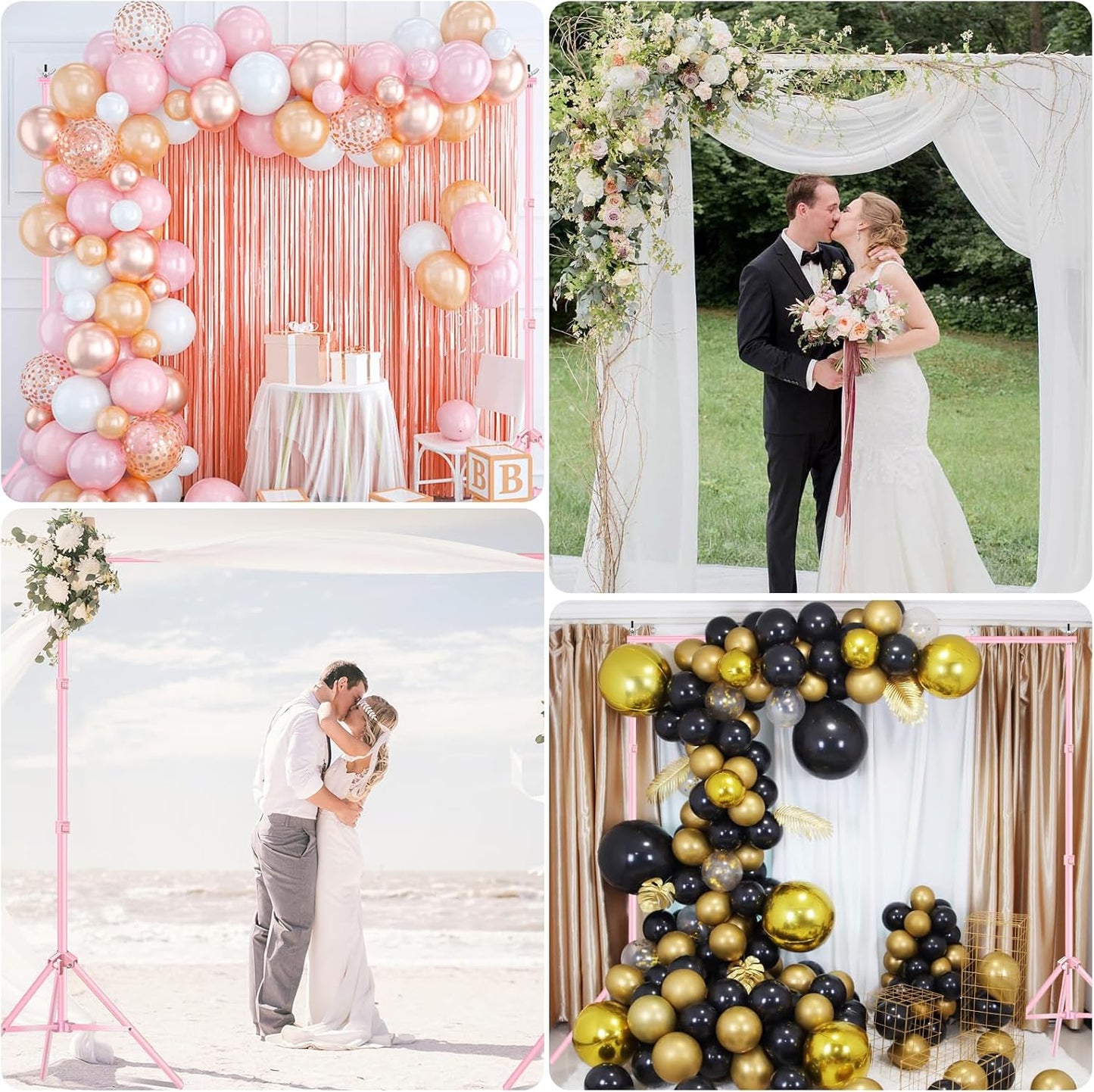 EMART Backdrop Stand 10x7ft(WxH) Photo Studio Adjustable Background Stand Support kit with 2 Crossbars, 8 Clamps, 2 Sandbags and Carry Bag for Parties, Events Decoration, Wedding, Photography -White