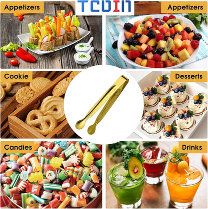 Small Serving Tongs,Ice Tongs,Sugar Tongs,Kitchen Tiny Tongs for Appetizers,12 PCS(6 Inch)