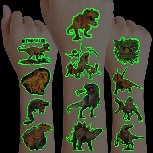 120 PCS Funny Dinosaur 3D Pre-Cut Temporary Tattoos for Kids | Super Cute Themed Birthday Party Favors, Supplies, Decorations, Funny Jungle Fake Tattoo Stickers, Gifts for Boys Girls