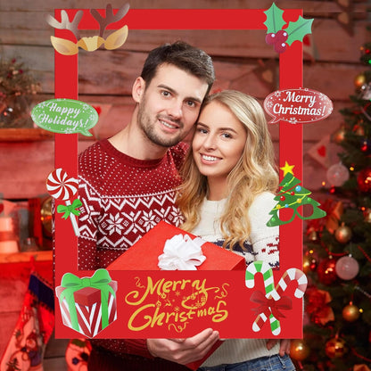 32Pcs Movie Night Photo Booth Props with 23X31Inch Plastic Picture Frame Selfie Props DIY Pictures Frame with Cutouts Stickers for Birthday Party Supplies