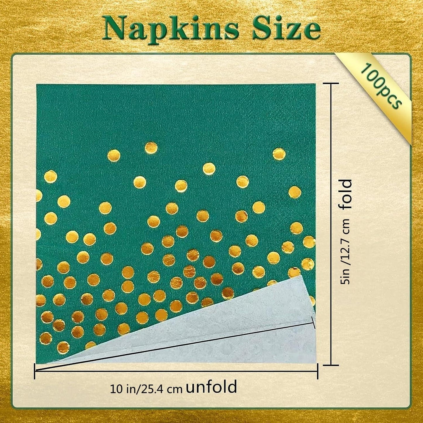100PCS Blue Party Napkins Gold Dot Cocktail Paper Napkins Beverage Napkin for Birthday Wedding Dinner Disposable Supplies