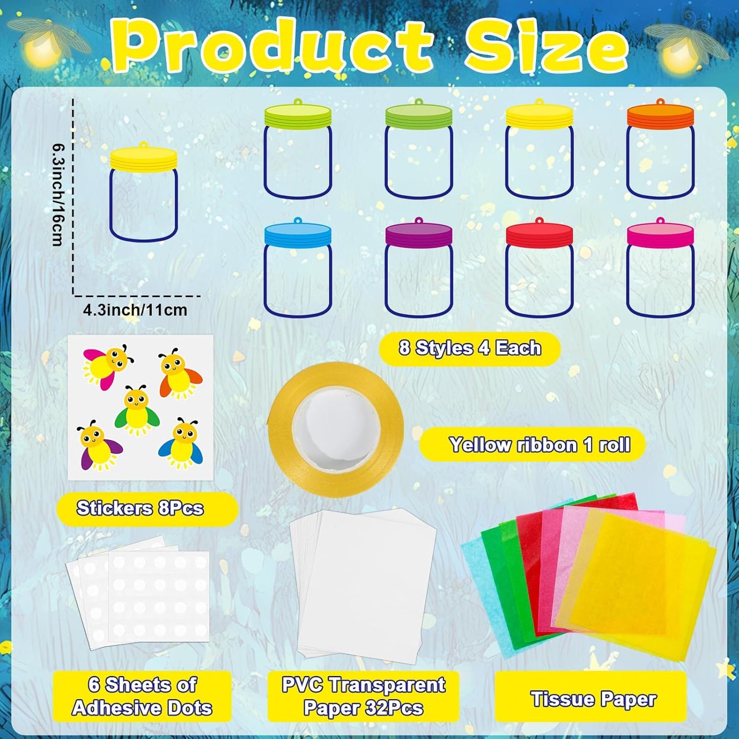 QOUBAI 32 Sets Stars Suncatchers Craft Back to School DIY Stained Glass Window Patriotic 4th of July Paper Craft Home School Classroom Decor Kid Birthday Gift Creative Art Activity Game - Colors B