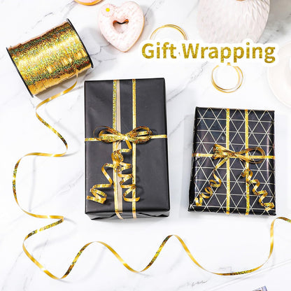 woric 600 Yards Gold Curling Ribbon 1/5 Inch Balloon String Ribbon Metallic Gold Ribbons for Mothers Day Balloon Gift Wrapping Art Crafts Wedding Party Decorations