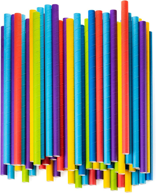 GUSTO, [100 Count] Jumbo Paper Smoothie Straws, 100% Biodegradable, Assorted Colors - (Formerly Comfy Package)