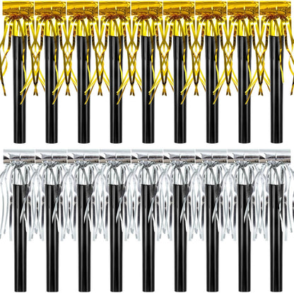 Skylety 18 Party Blower Noisemakers Glitter Birthday Noise Maker Squawkers Blowouts Whistles Fringed for Sport Events Musical Blowouts for Wedding 2026 Grad Party Supplies (Gold)