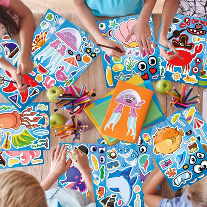 24 Sheets Make-a-face Cupcake Stickers Make Your Own Dessert Stickers Mix and Match Sweets and Fruit Treats Party Favor Supplies for Kids Ice Cream Sticker Games Birthday DIY Art Crafts