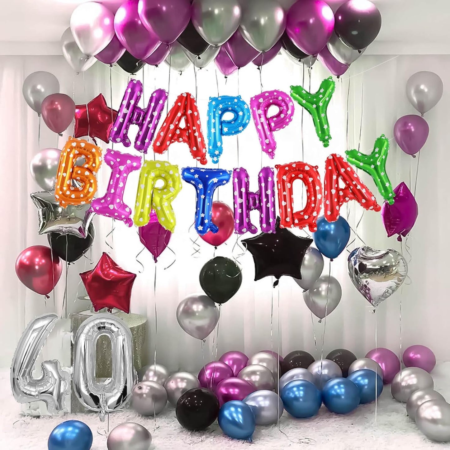 Happy Birthday Balloons Banner, Foil Balloon Personalized Name Letters Balloons Sign Birthday Party Decorations for Women Men Boys Girls Cream
