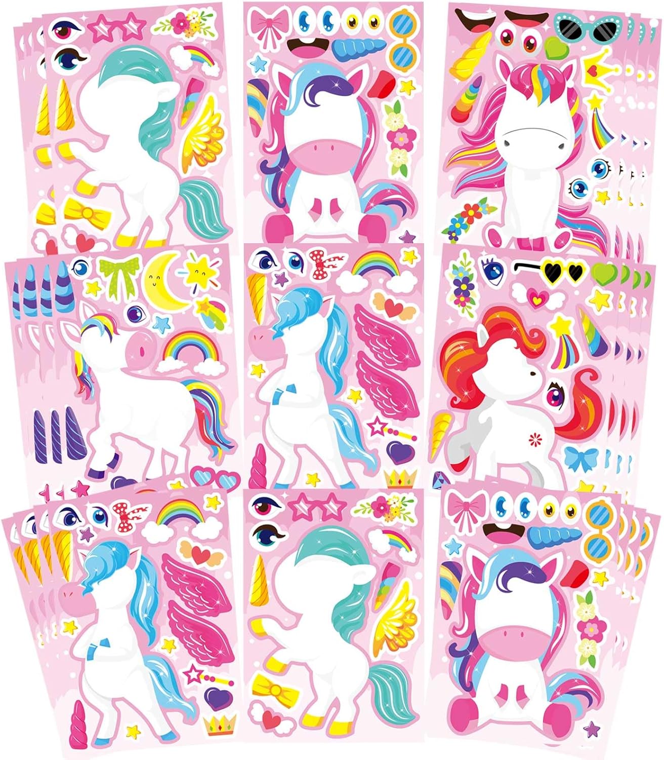 24 Sheets Make a Face Stickers for Kids Toddlers, Make Your Own Animal Mix and Match Sticker Sheets with Sea Animals Horses Dinosaurs Unicorns for Kids Crafts Party Favors Goodie Bags Stuffers
