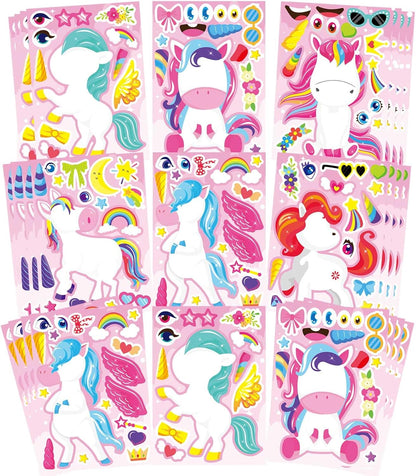 24 Sheets Make a Face Stickers for Kids Toddlers, Make Your Own Animal Mix and Match Sticker Sheets with Sea Animals Horses Dinosaurs Unicorns for Kids Crafts Party Favors Goodie Bags Stuffers