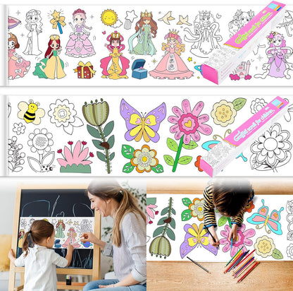 2PCS Children's Drawing Roll, Coloring Paper Roll for Kids Gift, 120 * 11.8 Inches DIY Painting Drawing Paper Roll, Sticky Drawing Paper Roll, Early Educational Toys for Kids (Animal World)