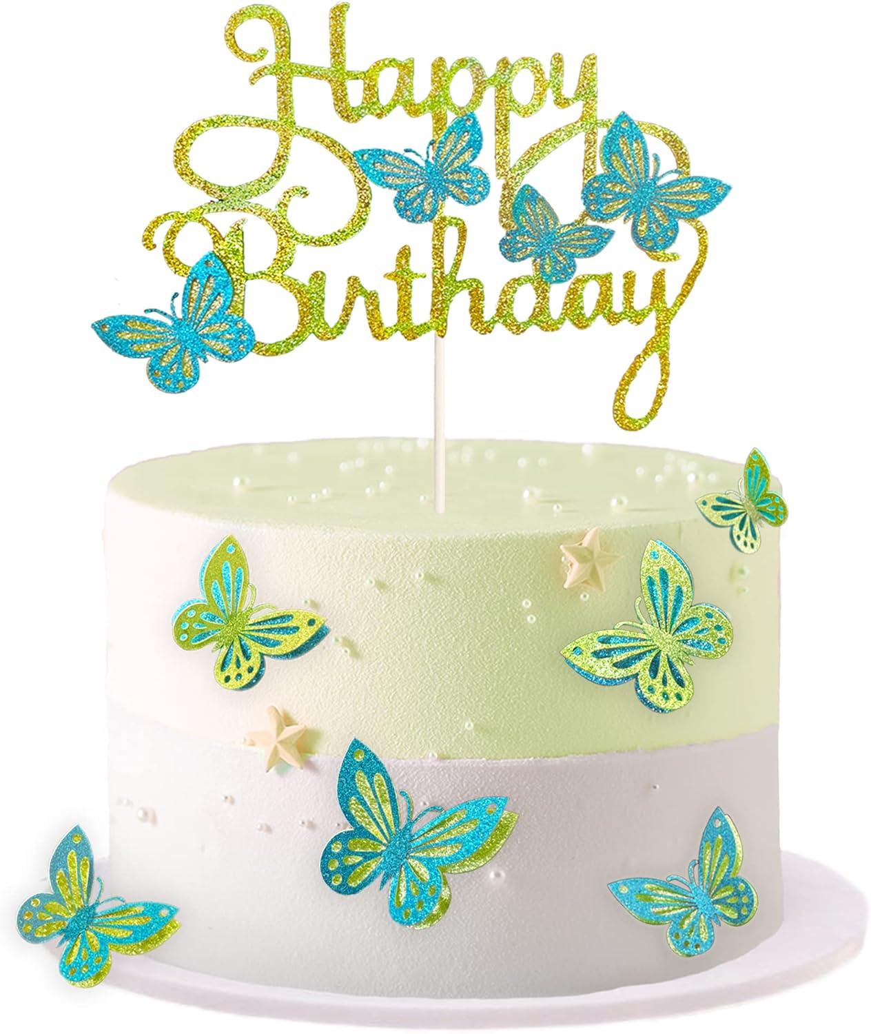 13-Pieces 3D Butterfly Cupcake Topper for Girls Women's Happy Birthday Cake Decorations Party Decorations(Pink)